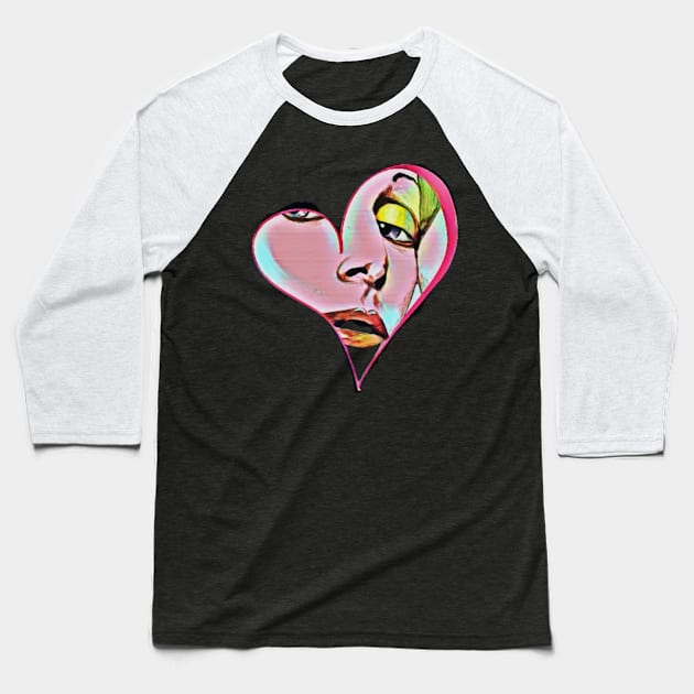 Heart shaped glamour model face Baseball T-Shirt by PersianFMts